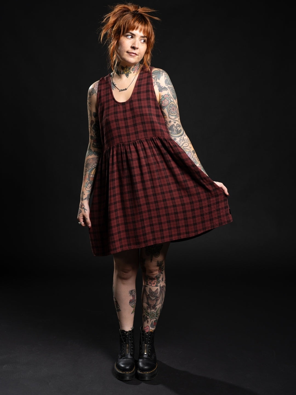 Andy Linen Dress - Red Plaid